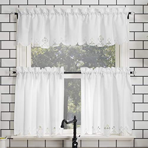 No. 918 Mariela Volant- und Etagen-Set, halbtransparent, mit Blumenbesatz, 147,3 x 61 cm, Weiß No. 918 Mariela Volant- und Etagen-Set, halbtransparent, mit Blumenbesatz, 147,3 x 61 cm, Weiß von No. 918