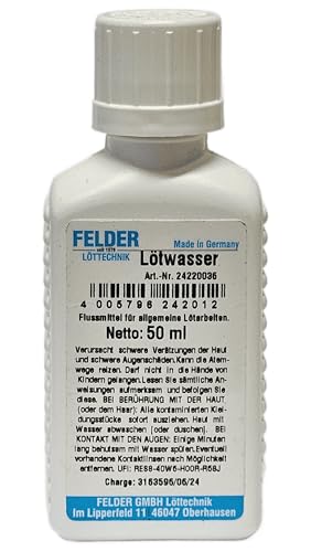 Felder Lötwasser zum Weichlöten 50ml für Eisen, Stahl, Kupfer, Messing und allgemeine Lötarbeiten, DIN EN 29454-1, 3.1.1.A Felder Lötwasser zum Weichlöten 50ml für Eisen, Stahl, Kupfer, Messing und allgemeine Lötarbeiten, DIN EN 29454-1, 3.1.1.A von Felder