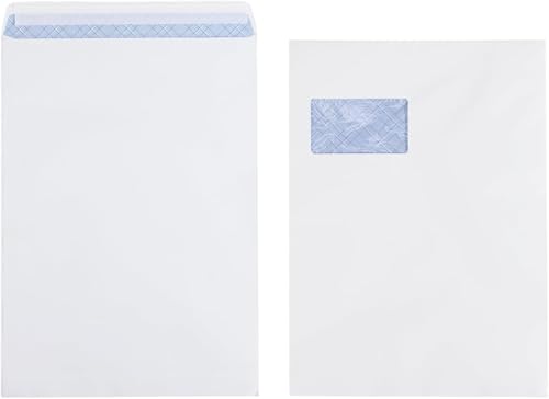 50 Stück Briefumschlag C4 A4 weiß, mit Fenster, selbstklebend, mit Abziehstreifen, Chiffre-Struktur-Innendruck 120 g/m, Format 229 x 324 mm Briefumschlag Versandtasche, Briefumschlag, Kuvert, Geschäft 50 Stück Briefumschlag C4 A4 weiß, mit Fenster, selbstklebend, mit Abziehstreifen, Chiffre-Struktur-Innendruck 120 g/m, Format 229 x 324 mm Briefumschlag Versandtasche, Briefumschlag, Kuvert, Geschäft von Noa Home Deco