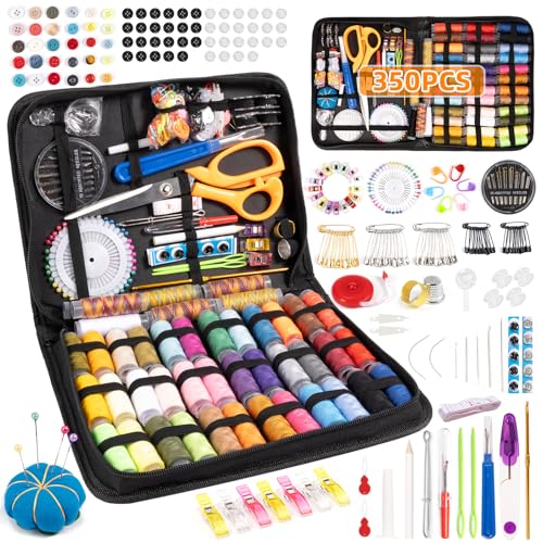 Nähset 350PCS Nähzubehör 43 Spulen Faden Komplettes Mini Nähzeug für Anfänger, Reisende, Verwandte und Freunde, Schwarz (350 Pieces) von Noa Home Deco