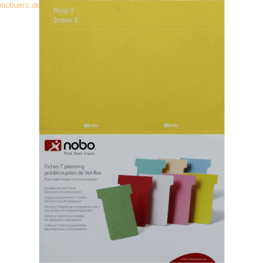 Nobo T-Karte Gr. 3 bedruckbar 20 Bögen mit 9 Karten = 180 Karten gelb von Nobo