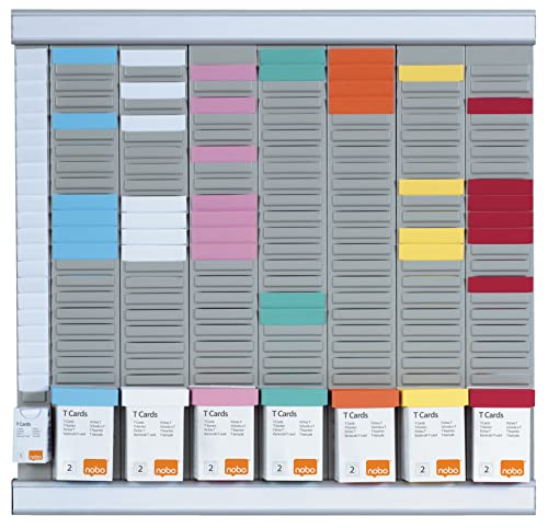 Nobo T-Karten Büro Planungsset, Wandmontage, Haftnotizen Set mit 7 Spalten & 24 Slots, Größe 2, inkl. T-Karten bunt & Indexspalte 2911080 Nobo T-Karten Büro Planungsset, Wandmontage, Haftnotizen Set mit 7 Spalten & 24 Slots, Größe 2, inkl. T-Karten bunt & Indexspalte 2911080 von Nobo
