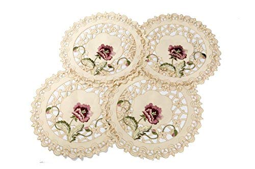 Cutwork bestickt Lotus Lotus, Platzdeckchen oder Platzdeckchen für Party, Tisch (4 Stück) von Nobrand