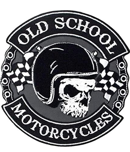 NoceraStore Old School Motorcycles Totenkopf-Aufnäher 11 x 11,20 cm von NoceraStore