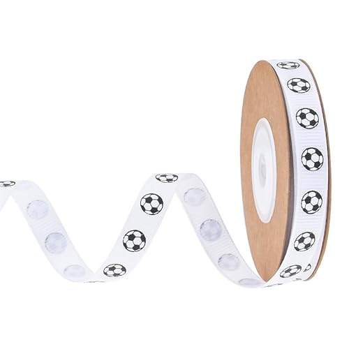10mm Soccer Ribbons Baseball Ribbon Glitter Grosgrain Soccer Theme Decorations Ribbons Black White Ball Wrapping Craft for Crafts Team Hair Bow Wreath Sport Gift Wrapping Crafting Sewing (1,20 Yards) von Nocyclonic