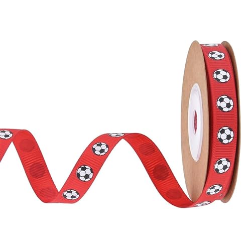 10mm Soccer Ribbons Baseball Ribbon Glitter Grosgrain Soccer Theme Decorations Ribbons Black White Ball Wrapping Craft for Crafts Team Hair Bow Wreath Sport Gift Wrapping Crafting Sewing (2,20 Yards) von Nocyclonic