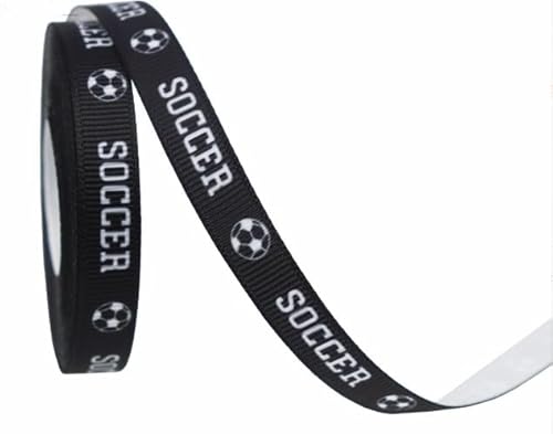 10mm Soccer Ribbons Baseball Ribbon Glitter Grosgrain Soccer Theme Decorations Ribbons Black White Ball Wrapping Craft for Crafts Team Hair Bow Wreath Sport Gift Wrapping Crafting Sewing (4,30 Yards) von Nocyclonic