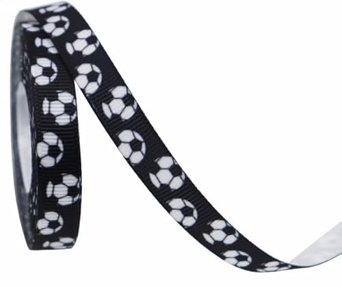 10mm Soccer Ribbons Baseball Ribbon Glitter Grosgrain Soccer Theme Decorations Ribbons Black White Ball Wrapping Craft for Crafts Team Hair Bow Wreath Sport Gift Wrapping Crafting Sewing (6,30 Yards) von Nocyclonic