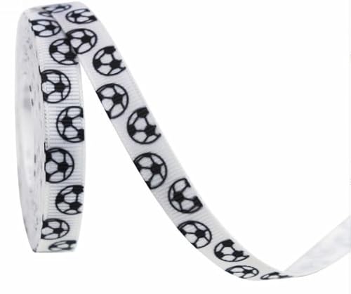 10mm Soccer Ribbons Baseball Ribbon Glitter Grosgrain Soccer Theme Decorations Ribbons Black White Ball Wrapping Craft for Crafts Team Hair Bow Wreath Sport Gift Wrapping Crafting Sewing (7,20 Yards) von Nocyclonic