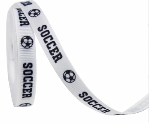 10mm Soccer Ribbons Baseball Ribbon Glitter Grosgrain Soccer Theme Decorations Ribbons Black White Ball Wrapping Craft for Crafts Team Hair Bow Wreath Sport Gift Wrapping Crafting Sewing (8,20 Yards) von Nocyclonic