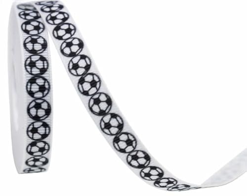 10mm Soccer Ribbons Baseball Ribbon Glitter Grosgrain Soccer Theme Decorations Ribbons Black White Ball Wrapping Craft for Crafts Team Hair Bow Wreath Sport Gift Wrapping Crafting Sewing (9,20 Yards) von Nocyclonic