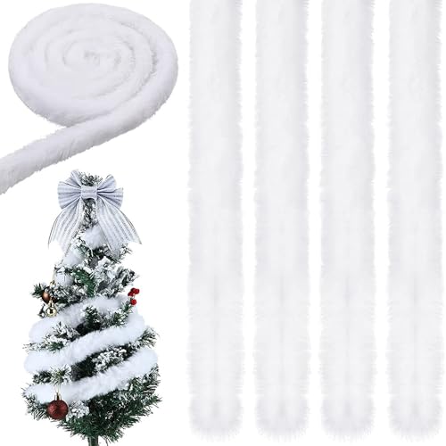 2 Stück Furry Faux Precut Strips 2x60/4x60 Zoll Pelz Fell Stoff Fluffy Craft Plüschstoff fur Beard Santa Hair Dwarf DIY Dekoration Kunstfell Basteln Weihnachts (weiß,5cmx150cm) von Nocyclonic