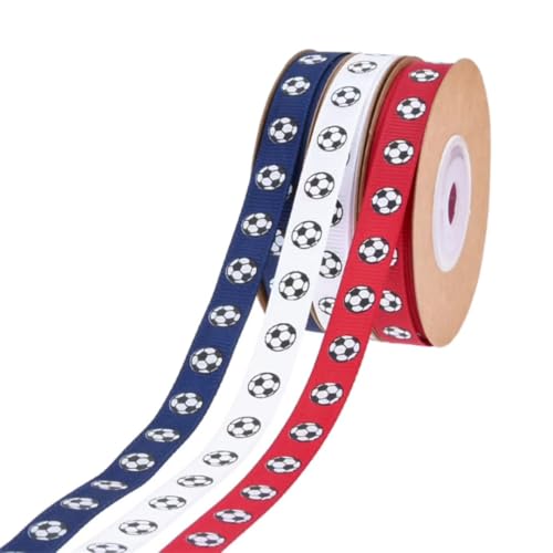 3/8in Baseball Ribbon,Sports Grosgrain Ribbons Soccer Ribbons Glitter Grosgrain Soccer Theme Decorations Team Party Decoration, Baseball Player Pattern Gift Wrapping Craft (3 Rolls-1,10 Yards) von Nocyclonic