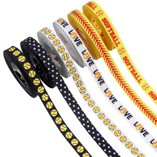 3/8in Baseball Ribbon,Sports Grosgrain Ribbons Soccer Ribbons Glitter Grosgrain Soccer Theme Decorations Team Party Decoration, Baseball Player Pattern Gift Wrapping Craft (6 Rolls-3,5 Yards) von Nocyclonic