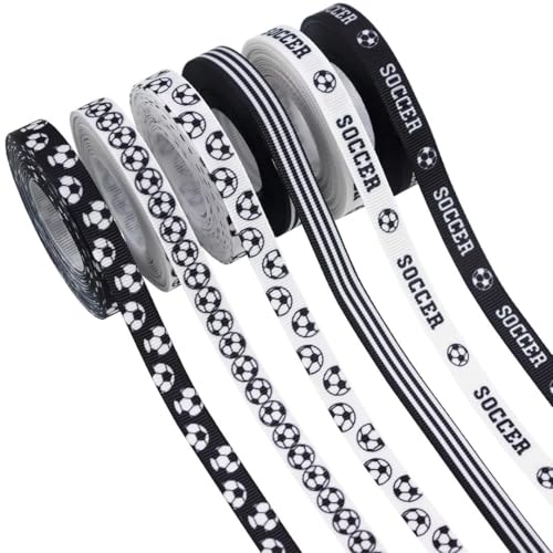 3/8in Baseball Ribbon,Sports Grosgrain Ribbons Soccer Ribbons Glitter Grosgrain Soccer Theme Decorations Team Party Decoration, Baseball Player Pattern Gift Wrapping Craft (6 Rolls-4,5 Yards) von Nocyclonic