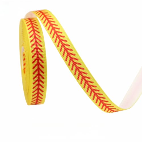 3/8in Baseball Ribbons, Sports Softball Bands Soft Ball Ribbons Grosgrain Bands for Gift Wrapping Sports Party Supplies for DIY Crafts Hair Bow Decoration (2,50 Yards) von Nocyclonic