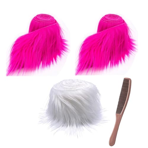 3 stück Kunstfell Wichtelbart zum Basteln, 2 Zollx59 Zoll Furry Faux Fur Precut Strips, Fellband Kunstfell Band, Fell Langhaarplüsch Fellstoff fur bart wichtel,Santa Hair,Dwarf DIY Deko von Nocyclonic