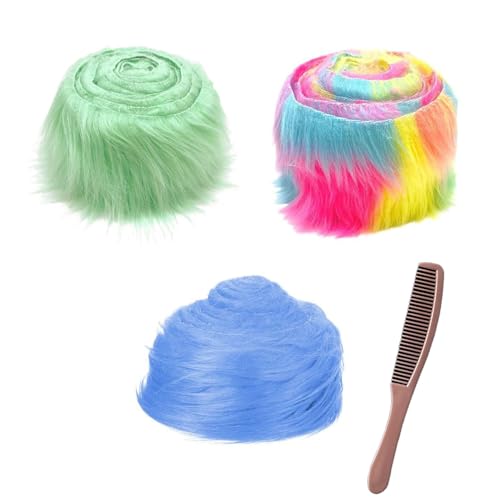 3 stück Kunstfell Wichtelbart zum Basteln, 2 Zollx59 Zoll Furry Faux Fur Precut Strips, Fellband Kunstfell Band, Fell Langhaarplüsch Fellstoff fur bart wichtel,Santa Hair,Dwarf DIY Deko von Nocyclonic