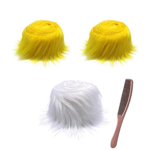 3 stück Kunstfell Wichtelbart zum Basteln, 2 Zollx59 Zoll Furry Faux Fur Precut Strips, Fellband Kunstfell Band, Fell Langhaarplüsch Fellstoff fur bart wichtel,Santa Hair,Dwarf DIY Deko von Nocyclonic