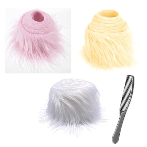 3 stück Kunstfell Wichtelbart zum Basteln, 2 Zollx59 Zoll Furry Faux Fur Precut Strips, Fellband Kunstfell Band, Fell Langhaarplüsch Fellstoff fur bart wichtel,Santa Hair,Dwarf DIY Deko von Nocyclonic