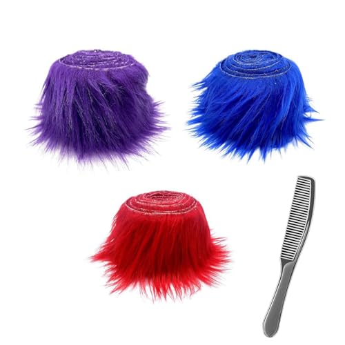 3 stück Kunstfell Wichtelbart zum Basteln, 2 Zollx59 Zoll Furry Faux Fur Precut Strips, Fellband Kunstfell Band, Fell Langhaarplüsch Fellstoff fur bart wichtel,Santa Hair,Dwarf DIY Deko von Nocyclonic