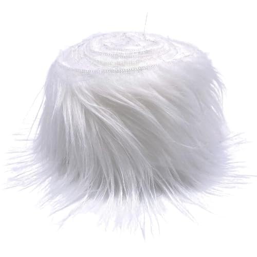 Furry Faux Precut Strips,Kunstfell zum Basteln, 5x150cm /10x150cm Weiß Fell zum Basteln, Langhaarplüsch Weiß, Kunstfellband für Gnome Beard, Santa Hair, Dwarf DIY Dekoration (A,6 Stück 5x150cm) von Nocyclonic