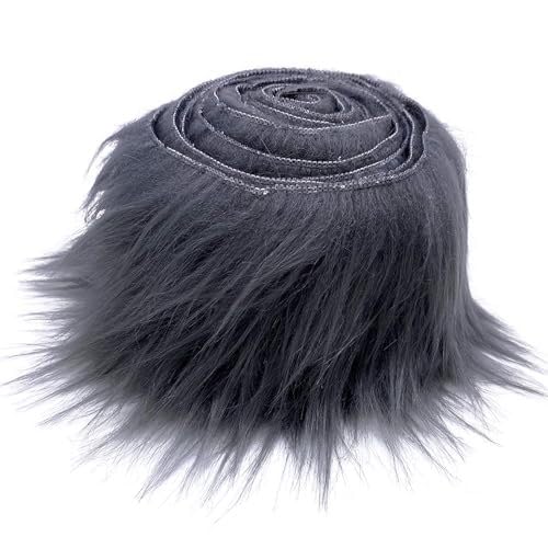 Furry Faux Precut Strips,Kunstfell zum Basteln, 5x150cm /10x150cm Weiß Fell zum Basteln, Langhaarplüsch Weiß, Kunstfellband für Gnome Beard, Santa Hair, Dwarf DIY Dekoration (P,2 Stück 5x150cm) von Nocyclonic