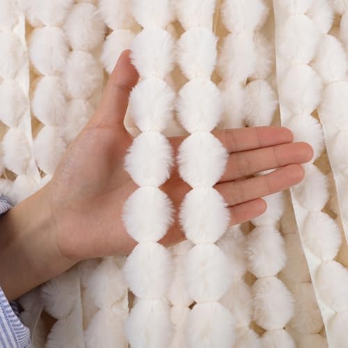 Kunstfell Band Bordüre Bälle Fellstoff Kunstpelz Kunstfell Plüsch band Band Plüsch Trim Stoffrolle für DIY Handgemachte Kostüme Basteln Nähen Dekorieren (C,15 Yard Vorschnitt) von Nocyclonic