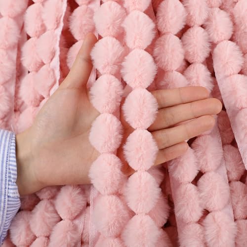 Kunstfell Band Bordüre Bälle Fellstoff Kunstpelz Kunstfell Plüsch band Band Plüsch Trim Stoffrolle für DIY Handgemachte Kostüme Basteln Nähen Dekorieren (E,40 Yard Vorschnitt) von Nocyclonic