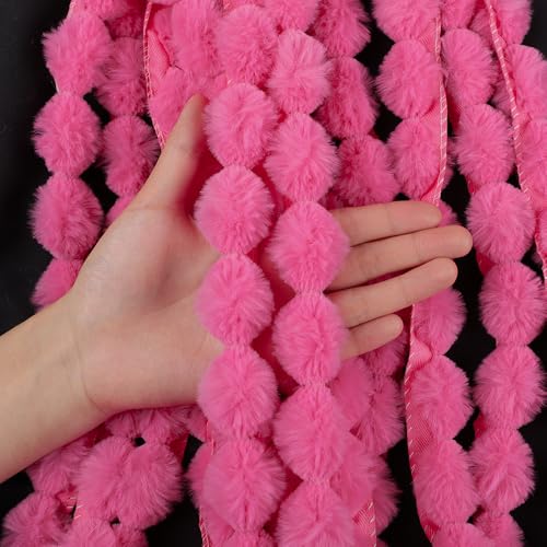Kunstfell Band Bordüre Bälle Fellstoff Kunstpelz Kunstfell Plüsch band Band Plüsch Trim Stoffrolle für DIY Handgemachte Kostüme Basteln Nähen Dekorieren (F,40 Yard Vorschnitt) von Nocyclonic