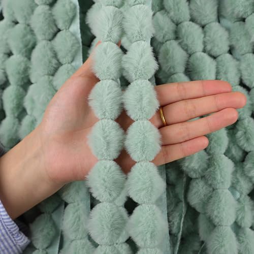 Kunstfell Band Bordüre Bälle Fellstoff Kunstpelz Kunstfell Plüsch band Band Plüsch Trim Stoffrolle für DIY Handgemachte Kostüme Basteln Nähen Dekorieren (G,30 Yard Vorschnitt) von Nocyclonic