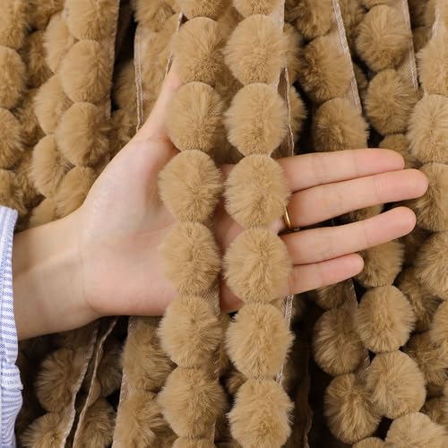 Kunstfell Band Bordüre Bälle Fellstoff Kunstpelz Kunstfell Plüsch band Band Plüsch Trim Stoffrolle für DIY Handgemachte Kostüme Basteln Nähen Dekorieren (J,20 Yard Vorschnitt) von Nocyclonic
