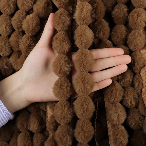 Kunstfell Band Bordüre Bälle Fellstoff Kunstpelz Kunstfell Plüsch band Band Plüsch Trim Stoffrolle für DIY Handgemachte Kostüme Basteln Nähen Dekorieren (M,40 Yard Vorschnitt) von Nocyclonic