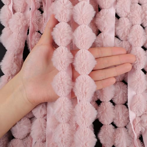 Kunstfell Band Bordüre Bälle Fellstoff Kunstpelz Kunstfell Plüsch band Band Plüsch Trim Stoffrolle für DIY Handgemachte Kostüme Basteln Nähen Dekorieren (N,15 Yard Vorschnitt) von Nocyclonic