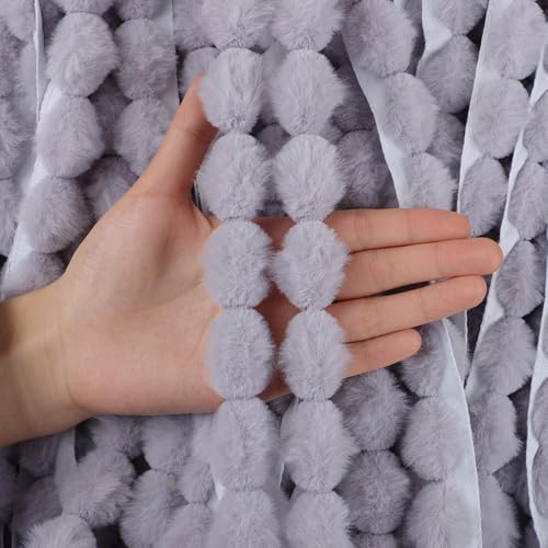 Kunstfell Band Bordüre Bälle Fellstoff Kunstpelz Kunstfell Plüsch band Band Plüsch Trim Stoffrolle für DIY Handgemachte Kostüme Basteln Nähen Dekorieren (O,40 Yard Vorschnitt) von Nocyclonic
