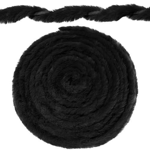 Kunstfell Band Kunstpelz Band Kunstpelz Stoff für Weihnachtswichte Stoffrolle Weich Flauschiges Fellband für Kostüme Basteln Mäntel Pantoffel Kragen (Schwarz,15 Yard Vorschnitt) von Nocyclonic