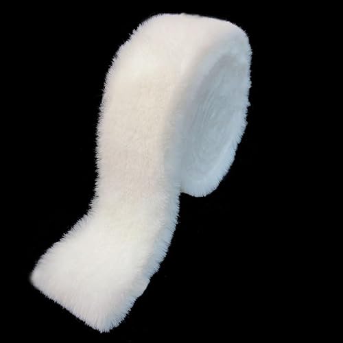 Kunstpelzband Kaninchenfell Kunstfell Band Breite Flauschige Stoffbesätze Weiche Zottelige Rollenstiele Pelzige Weihnachtsbänder Für Kleidungszubehör Dekoration Heimwerkerbedarf (White,10m) von Nocyclonic