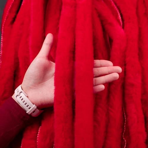Kunstpelzband Kunstfell Band Breite Flauschige Stoffbesätze Weiche Zottelige Rollenstiele Pelzige Weihnachtsbänder Für Kleidungszubehör Dekoration Heimwerkerbedarf (F,5 Yard Vorschnitt) von Nocyclonic