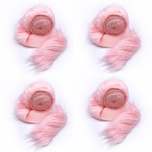 Nocyclonic 4 Stück Furry Faux Craft Plüschstoff Kunstleder, 150x5cm Kunstfell Zum Basteln, Faux Fur Langhaarplüsch fur Nähen,DIY Dekorieren, Dekoband Plüsch Trim Stoffrolle (Koreanisch Pink,4Stück) von Nocyclonic