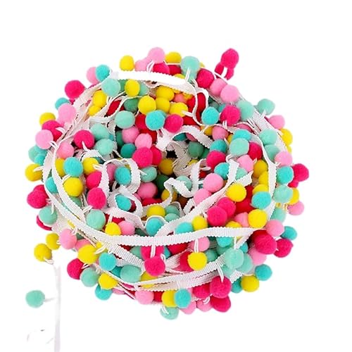 Nocyclonic Pompon Borte Rainbow Pom Bommelborte Bommelband Regenbogen Bommel Fringe Pompoms Bunt für Näharbeit Nähen DIY Basteln Dekorieren 26 m (2,26M) von Nocyclonic