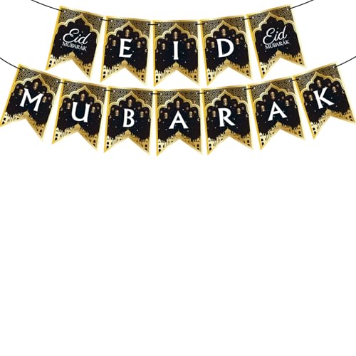 Ramadan Deko Set - Eid Dekoration Ramadan Mubarak Banner, Ramadan Girlande, Ramadan Foto-Requisiten,Gold Stern Mond Ramadan Dekorationen für Eid Festival Party Dekoration (A) von Nocyclonic