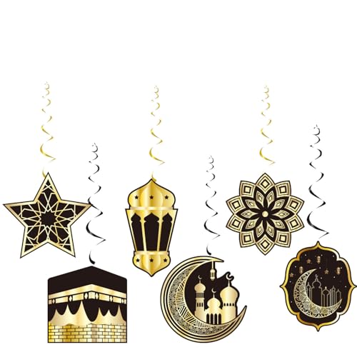 Ramadan Deko Set - Eid Dekoration Ramadan Mubarak Banner, Ramadan Girlande, Ramadan Foto-Requisiten,Gold Stern Mond Ramadan Dekorationen für Eid Festival Party Dekoration (B) von Nocyclonic