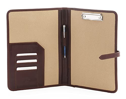 A4 Leder Klemmbrettmappe Braun – Handgefertigte Leder Notizmappe mit Klemme & hochwertige Schreibunterlage – Edle Leder Schreibplatte, A4 Klemmbrett Leder & Dokumentenhalter Leder - Noda von Noda