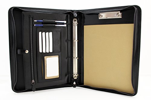 Echtleder Ordner A4, Konferenz mappe ringbuch, Schreibmappe mit Reißverschluss, Schwarz Echtleder Ordner A4, Konferenz mappe ringbuch, Schreibmappe mit Reißverschluss, Schwarz von Noda