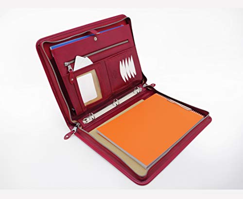 Noda Executive Padfolio 3 Ringmappe aus italienischem Leder mit Reißverschluss und Reißverschluss, für Lebenslauf, Dokumente, Tablet, Klemmbrett, Schreibblock-Organizer, Herren, Frauen mit Griff rot Noda Executive Padfolio 3 Ringmappe aus italienischem Leder mit Reißverschluss und Reißverschluss, für Lebenslauf, Dokumente, Tablet, Klemmbrett, Schreibblock-Organizer, Herren, Frauen mit Griff rot von Noda