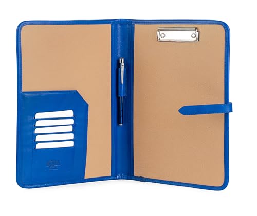 A4 Leder Klemmbrettmappe Blau – Handgefertigte Leder Notizmappe mit Klemme & Schreibunterlage – Premium Leder Schreibplatte, A4 Klemmbrett Leder & Dokumentenhalter Leder – Geschäftsmappen von Noda