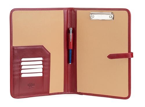 Noda Luxus-Klemmbrett aus Leder, A4, Briefgröße, Konferenzmappe, Meeting-Padfolio, Rot von Noda