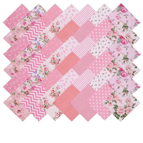 Nodsaw Rosa Charm-Packungen zum Quilten, 12,7 cm – 12,7 x 12,7 cm, vorgeschnittener Quiltstoff, 100 % Baumwolle, Stoffquadrate zum Nähen, DIY, Patchwork (42 Stück) von Nodsaw