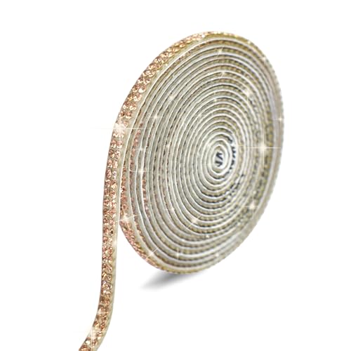 Kristall-Strass-Streifen, Strass-Aufkleber, selbstklebend, glitzernde DIY-Dekorationsstreifen, Rolle, DIY für Dekoration, Geschenk, Telefon, Hochzeit (Gold) von Noewmub