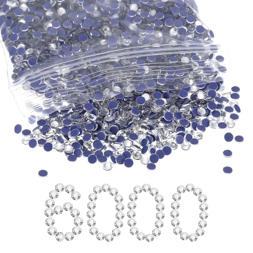 Hotfix-Strasssteine für Bastelarbeiten, Kleidung, Hotfix-Kristalle, DIY-Dekoration, flache Rückseite, Kristallglas-Diamanten, Großpackung SS10, 2,7–2,9 mm, 6000 Stück von Nogeqi